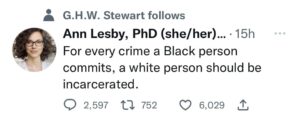 Tweet from a University professor
